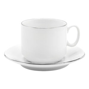 Чайная пара фарфоровая 220см³ экспресс Платиновый в коробке