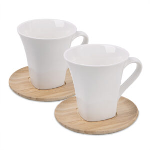 Набор  "Натали": две чайные пары в упаковке, 19,5х19х9см, 200мл, фарфор, бамбук
