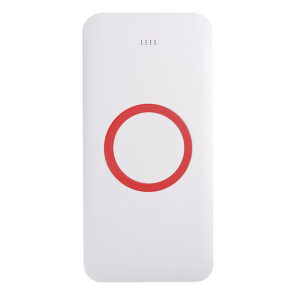 Универсальный аккумулятор с функцией беспроводной зарядки SATURN,белый с голубым,15х7,3х1,2с