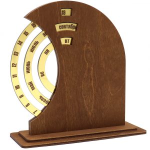 Вечный календарь из дерева TimeLore, коричневый / золотой